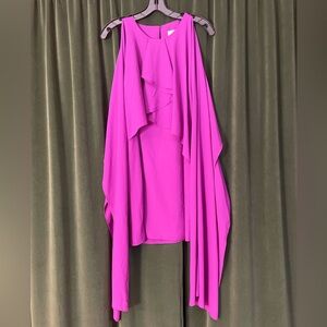 Badgley Mischka Magenta Sleeveless Draped Dress